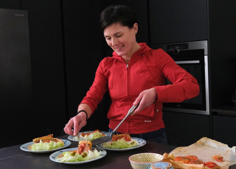 Dr. Raph O'Connor plating up a meal